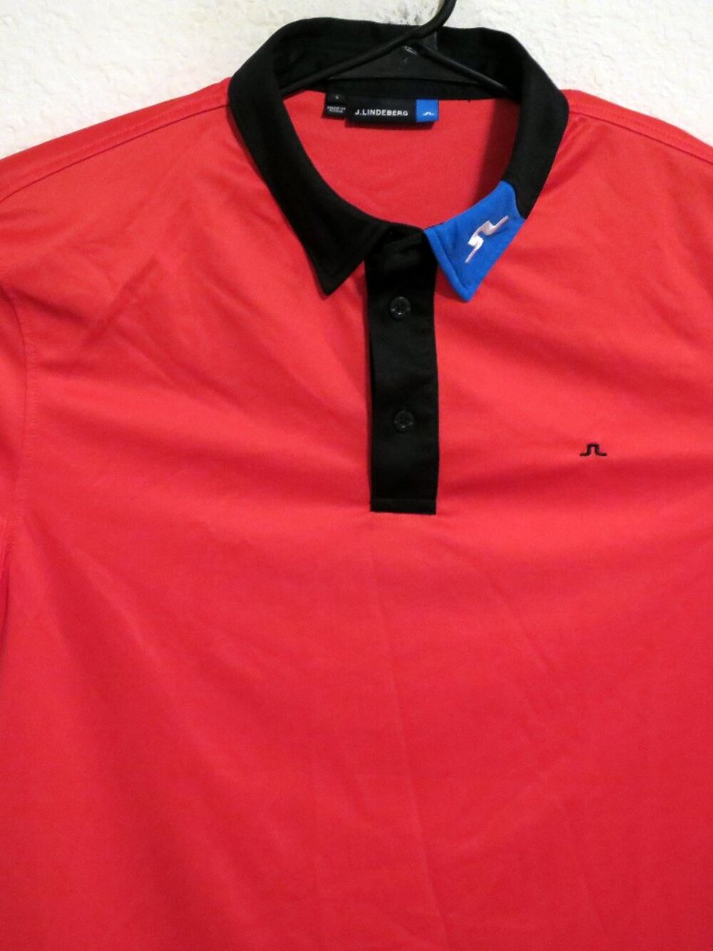 J Lindeberg Shirt Mens Large Short Sleeve Golf Performance Polo Orange
